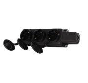 Розетка переносная NE-AD 3 гнезда/заглушки КАУЧУК с/з черная